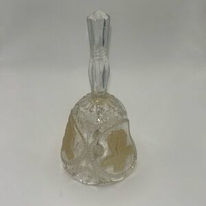 Vtg Emson 24% Lead Crystal Bell Collectible Pledge Of Allegiance Eagles Bell